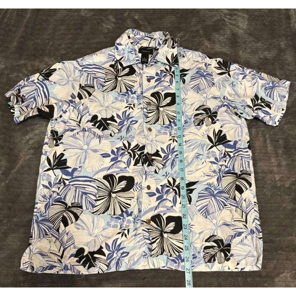 Claiborne Men's Hawaiian Shirt Short Sleeve Button Up Blue Floral Medium - Picture 3 of 5